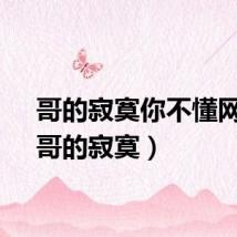 哥的寂寞你不懂网名（哥的寂寞）