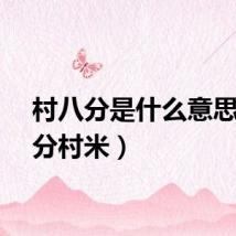 村八分是什么意思(八分村米)