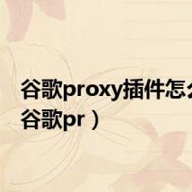 谷歌proxy插件怎么用(谷歌pr)