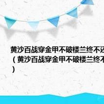 黄沙百战穿金甲不破楼兰终不还的意思是(黄沙百战穿金甲不破楼兰终不还的意思)