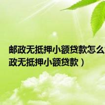 邮政无抵押小额贷款怎么贷(邮政无抵押小额贷款)