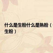 什么是生粉什么是熟粉（什么是生粉）