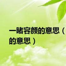 一睹容颜的意思（容颜的意思）