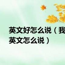 英文好怎么说(我知道英文怎么说)