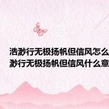 浩渺行无极扬帆但信风怎么读(浩渺行无极扬帆但信风什么意思)