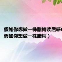 假如你想做一株腊梅读后感600字(假如你想做一株腊梅)