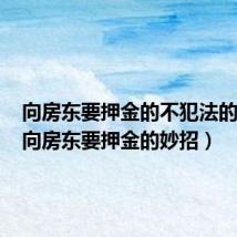 向房东要押金的不犯法的妙招(向房东要押金的妙招)