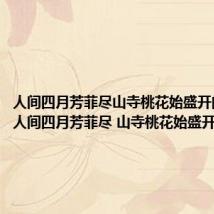 人间四月芳菲尽山寺桃花始盛开的原因(人间四月芳菲尽 山寺桃花始盛开)