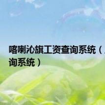 喀喇沁旗工资查询系统（工资查询系统）