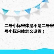 二号小标宋体是不是二号宋体(二号小标宋体怎么设置)