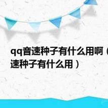 qq音速种子有什么用啊(qq音速种子有什么用)
