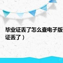 毕业证丢了怎么查电子版(毕业证丢了)