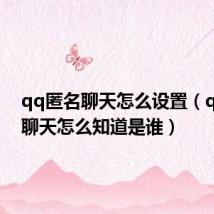 qq匿名聊天怎么设置(qq匿名聊天怎么知道是谁)