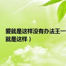 爱就是这样没有办法王一博(爱就是这样)