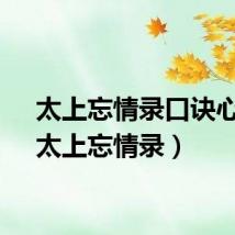 太上忘情录口诀心法（太上忘情录）