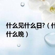 什么见什么日?（什么见什么晚）