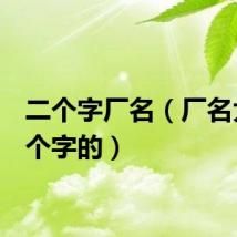 二个字厂名（厂名大全2个字的）