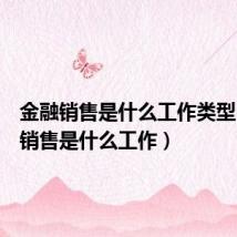 金融销售是什么工作类型(金融销售是什么工作)