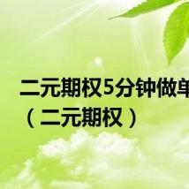 二元期权5分钟做单方法(二元期权)