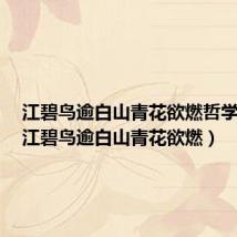 江碧鸟逾白山青花欲燃哲学道理(江碧鸟逾白山青花欲燃)