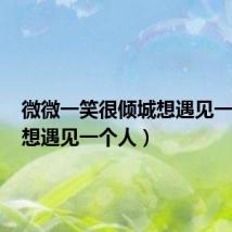 微微一笑很倾城想遇见一个人(想遇见一个人)