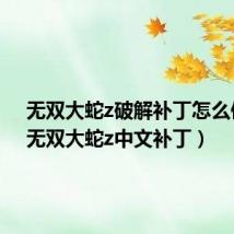 无双大蛇z破解补丁怎么使用(无双大蛇z中文补丁)