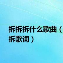 拆拆拆什么歌曲（拆拆拆歌词）