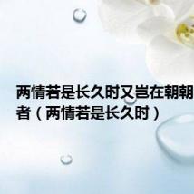 两情若是长久时又岂在朝朝暮暮作者(两情若是长久时)