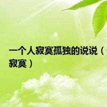 一个人寂寞孤独的说说（一个人寂寞）