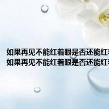 如果再见不能红着眼是否还能红着脸歌(如果再见不能红着眼是否还能红着脸)