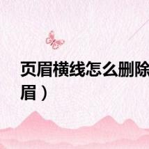 页眉横线怎么删除（页眉）