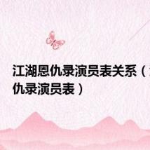 江湖恩仇录演员表关系(江湖恩仇录演员表)