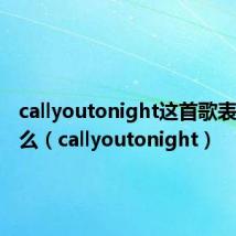 callyoutonight这首歌表达了什么(callyoutonight)