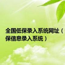 全国低保录入系统网址(全国低保信息录入系统)