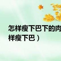 怎样瘦下巴下的肉（怎样瘦下巴）