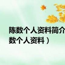陈数个人资料简介（陈数个人资料）