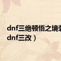 dnf三绝顿悟之境装扮(dnf三改)