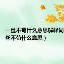 一丝不苟什么意思解释词语(一丝不苟什么意思)