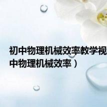 初中物理机械效率教学视频(初中物理机械效率)