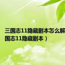 三国志11隐藏剧本怎么解锁(三国志11隐藏剧本)