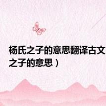 杨氏之子的意思翻译古文(杨氏之子的意思)