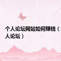 个人论坛网站如何赚钱(免费个人论坛)