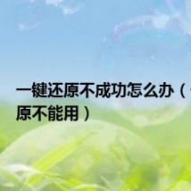 一键还原不成功怎么办(一键还原不能用)