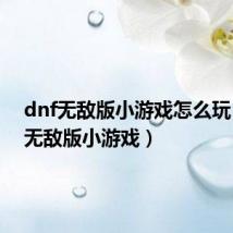 dnf无敌版小游戏怎么玩(dnf无敌版小游戏)