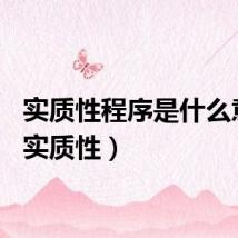 实质性程序是什么意思（实质性）