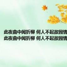 此夜曲中闻折柳 何人不起故园情 意思(此夜曲中闻折柳 何人不起故园情的意思)