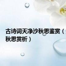 古诗词天净沙秋思鉴赏（天净沙秋思赏析）