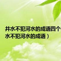 井水不犯河水的成语四个字(井水不犯河水的成语)