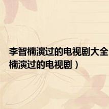 李智楠演过的电视剧大全(李智楠演过的电视剧)