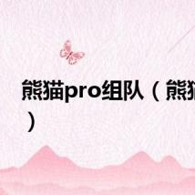 熊猫pro组队（熊猫pro）